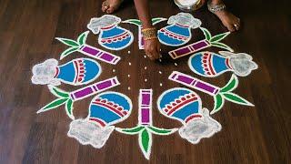 Dhanurmasam Muggulu11×6 dots Sankranti Easy Rangoli KolamTraditional pongal kolam