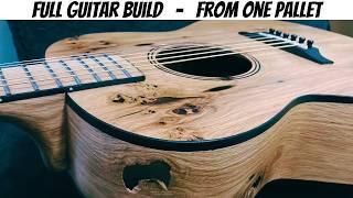 I built this guitar ENTIRELY out of a single pallet. Watch Full build in 25 minutes!