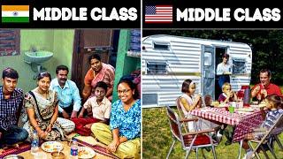 MIDDLE CLASS INDIAN VS. MIDDLE CLASS AMERICAN - किसकी ज़िन्दगी बेहतर है? | Country Comparison