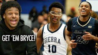 Bronny James Reacts to Bryce James Biggest Game Sierra Canyon vs Notre Dame Wild Finish!