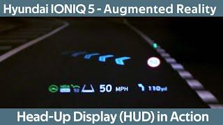 Hyundai IONIQ 5 - Head-Up Display (HUD) system in Action- Augmented Reality & Normal Mode @ night