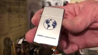 Vintage 1963 Zippo Slim Windproof Lighter CBS INTERNATIONAL Original Insert