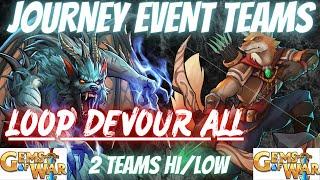 Gems of War Journey Event Teams | DEVOUR LOOP ALL High and Low level teams | Journey Event Guide