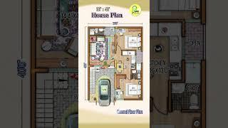 30’×40’ house plan, 2 bhk with car parking, 30 by 40 house map, 30*40 house design #houseplan