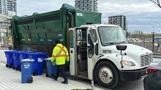 Waste Management Freightliner Labrie Top Select on Condo Tower Recycle
