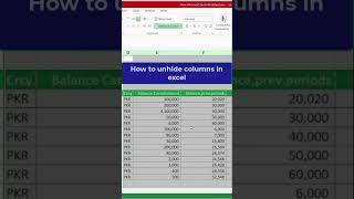 Eays Ways To Unhide Columns #excellearning #youtubeshorts #ytshorts