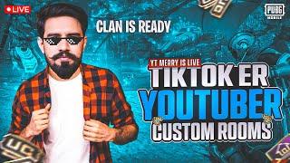 CLAN IS OPEN TIKTOKER + YOUTUBER CUSTOM ROOMS MVP MERRY IS LIVE PUBG MOBILE