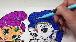 Раскрашиваем Шиммер и Шайн из мультика про Shimmer and Shine джины волшебницы в кувшине