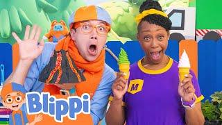 Blippi's Playdate! BRAND NEW Series | The Hot or Cold Game | Vehicle Videos for Kids | Moonbug Kids