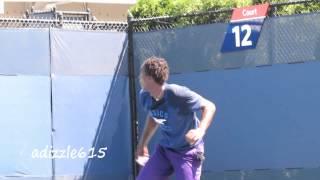 Gael Monfils and Dustin Brown practicing at the 2014 Us Open