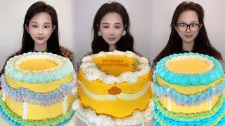 AsmrEating Retro Custard Cream Cake (Soft And Waxy Sound) 크림丨먹방丨Mukbang丨Satisfying丨Eatings