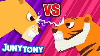 Lion vs. Tiger | JunyTony Versus Series Ep. 2 | Who Is the Real King? | Animal Song | JunyTony