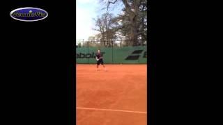 TennisVis Exclusive - ATP Pro Alex Slabinsky hitting single handed backhands (COURT CAM VIEW)