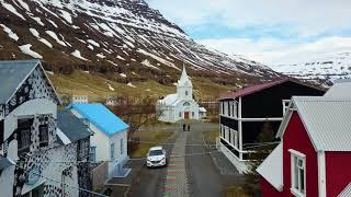 The beautiful town Seydisfjordur in late April, East Iceland.