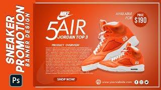 Nike Sneaker Promotion Banner Design | Photoshop Tutorial 2023