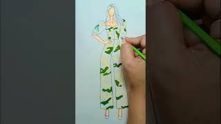 How to illustrate camouflage print dress  #shorts #camouflagedress