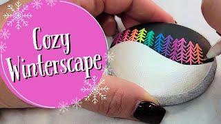 ️Rock Painting Magic: Crafting a Cozy Holiday Winterscape! ️