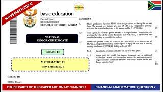 Financial Maths November 2024 Grade 12 Maths Paper 1 Question 7