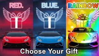 Choose Your Gift 3 Gift Box Challenge Blue Red Rainbow  how lucky are you?