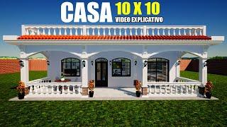 Como construir una casa de 10 x 10 metros | Diseño de Casa 10 x 10 metros | Plano de Casa 10 x 10 M