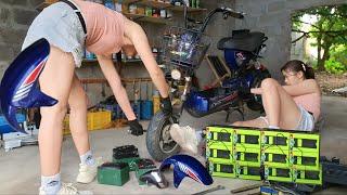 Techniques for repairing and restoring severely damaged electric motorbikes | Girl Mechanical.