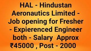 HAL Recruitment 2020 | Salary Approx ₹45000 | Post-2000 | Apprentice & Faculty | Latest Jobs 2020 |