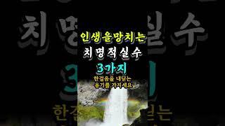 인생을 망치는 치명적 실수 3가지 #자기계발 #오늘의명언 #좋은글