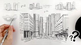 How to DRAW CITIES in ONE-POINT PERSPECTIVE 