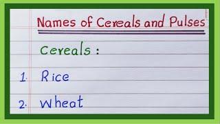 Names of Cereals and Pulses | Cereals and Pulses Names in English