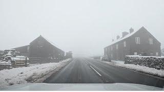 Snowy Drive through English Countryside, to Buxton and Castleton 4K