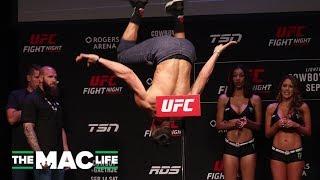 Michel Pereira backflips off the scales just because | UFC Vancouver Ceremonial Weigh-ins