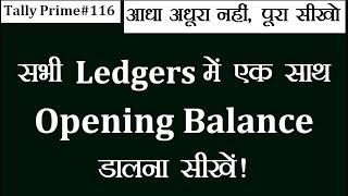 #116 - Sabhi Ledgers Me Ek Sath Opening Balance Kese Dale Tally Prime me