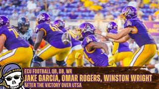 ECU Football QB Jake Garcia, DB Omar Rogers, WR Winston Wright after the win over UTSA