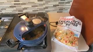 Lampcook Automatic Pot Stirrer to Cook Chicken Fried Riced Cauliflower.