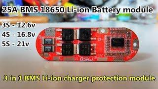 3 in 1 BMS 3s-12.6v, 4S-16.8v, 5S-21v 25A Li-ion Battery charger protection module || POWER GEN