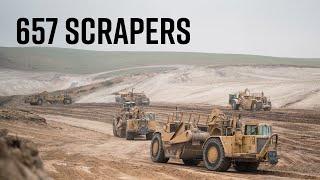 Cat 657 Scrapers Moving Dirt