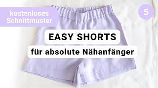 Shorts nähen KOSTENLOSES SCHNITTMUSTER für absolute Anfänger | kurze Hose mit Gummibund nähen