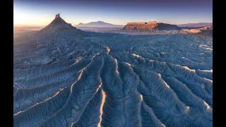 MARS ON EARTH. Factory Butte & Skyline Rim(Moonscape overlook) .2024.4K Aerial