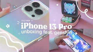  an aesthetic iphone 13 pro unboxing | ft. genshin impact + a unique speaker from divoom 