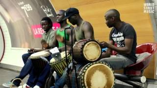 African Drummers playing Djembe drums in Paris Subway - How to play drums