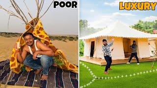 Desert Challenge - 500 Poor Vs 5000 Luxury Tent In Desert ️- इस टेंट में तो हालत खराब हो गई 