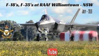 F-35A - F-18 Williamtown RAAF Airmovements July 2019 - Arrestor Capture Landing