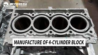 Complete process of manufacturing automobile engine 4-cylinder block