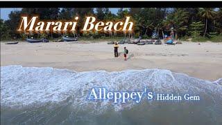 Marari Beach, Alleppey, Kerala, India. 4K Aerial View.