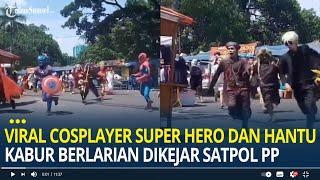 Viral Cosplayer Super Hero dan Hantu di Bandung Kabur Berlarian Dikejar Satpol PP