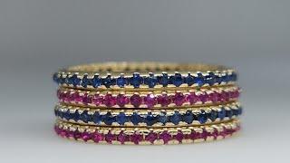 14k Gold Eternity Bands Sapphire Ruby Gemstone Jewelry #530