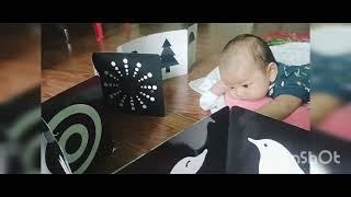 My 2 month Old Baby enjoying his Tummy Time with Black and White Flash Cards #tummytime