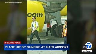 Spirit Airlines flight shot while landing in Haiti