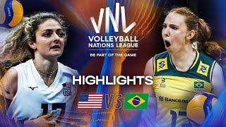 USA  vs. Brazil  - Highlights | Week 1 | Women's VNL 2025