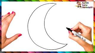 How To Draw The Moon Step By Step  Moon Drawing Easy